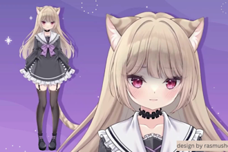 draw male and female 2d vtuber character design, vtuber design, live2d model
