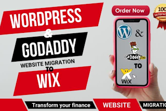 replica, move, migrate wordpress to wix website, godaddy to wix website in 8hrs