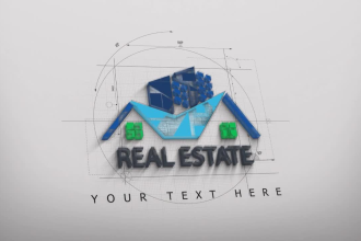 make 4k 3d real estate architect logo intro animation