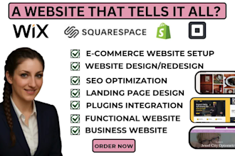 set up squarespace, wix, square, shopify store, booking website design