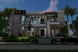 render 3d home exterior elevation interior house walkthrough
