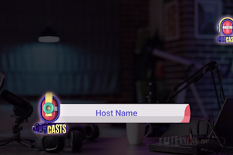 create podcast intro, logo animation, bug animation