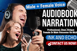 record a unique audiobook narration in a male or female voice fiction nonfiction