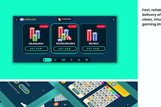 design a gaming dashboard, mobile game UI and gamified app
