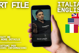 make a subtitle srt file in italian or english