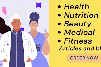 write SEO articles and blogs on nutrition, food, skincare and beauty
