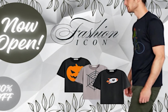 create stylish clothing ads with discount badges and mockup
