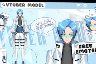 design your vtuber llive2d model rig in anime style free emote