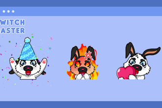 custom cool animated emotes,bit, cheer emotes for twitch or kick