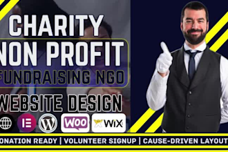 design nonprofit charity fundraising website, crowdfunding donation, ngo website