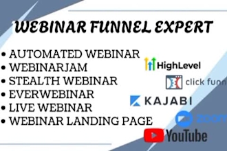 set up webinar funnels and integrations for webinarjam or everwebinar
