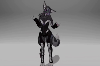 make custom live2d 3d vrchat avatar, furry fursona vr character for pc and quest