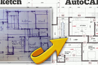 draw your floor plan from sketch or PDF to cad