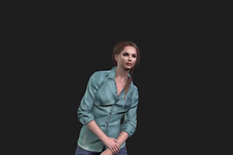 female 3d character modeling, texturing for animation games