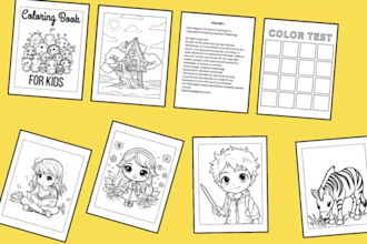 draw custom coloring book for kids or adults illustration