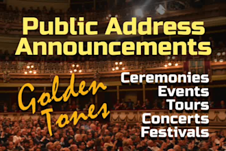 be your impressive public address announcer for live events, videos, games, more