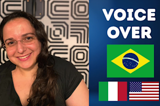 record your voice over in portuguese, italian or english
