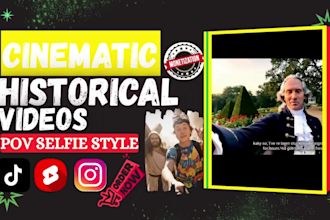 create cinematic side by side pov historical shorts videos for tiktok, reels