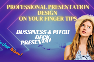 design a professional powerpoint, investor pitch deck, or film pitch deck