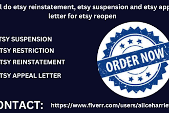 do etsy reinstatement, etsy suspension, and etsy appeal letter for reopen