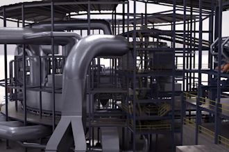 do 3d industrial oil and gas factory equipment animation technical process video