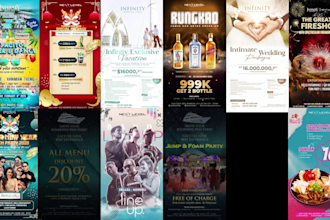 create motion flyers and posters for promotions, events, parties, club, wedding