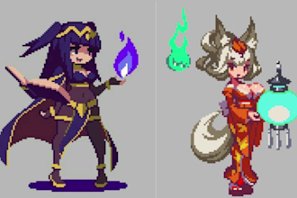 design 8bit,16bit,32bit retro game assets, pixel art characters and lofi gifs