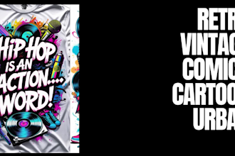 draw graphic tshirt design cartoon typography and vector illustration for merch