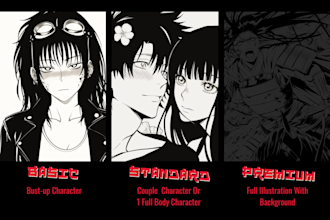 illustrate manga comic or anime scenes in bnw manga style