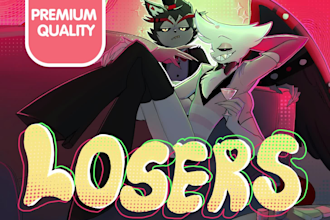 draw custom hazbin hotel and helluva boss style character illustration