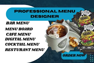 design a professional bar cafe restaurant  digital menu for your brand