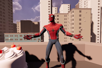 make a 3d spiderman birthday greeting video with custom text