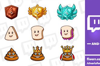 custom cool sub badges or emotes for twitch kick streamers