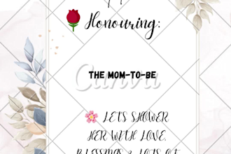 design custom baby posters, birthday cards, baby shower posts etc