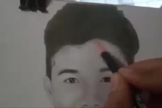 realistic portrait and a realistic sketch