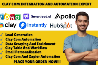 connect clay com with instantly ai, hubspot, zapier, zoho, smartlead workflow