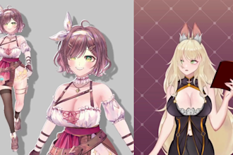 draw anime vtuber character sheet model streaming avatar live2d rigging pngtuber
