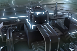 create epic cyber tech core logo animation