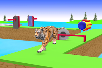 create 3d crossing fountain cartoon for kids paint animals