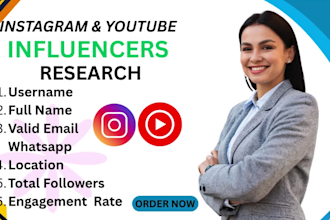 instagram and youtube influencer research