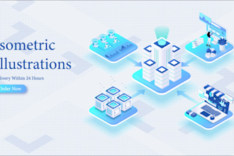 design 3d and isometric illustrations in 24 hours
