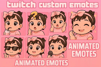 design twitch custom emotes, gif animation or sub badges
