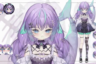 create 2d vtuber model, vtuber rigging, vtuber design, anime art, vtube studio