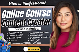 create online course content,udemy video course creation,workbook,script writing