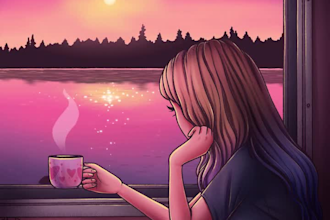 create lofi loop animation, twitch streamer video in anime style