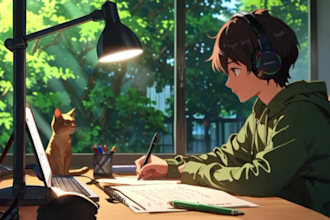 2d lofi animation, lofi music video, loop animation, ai lofi animation, ai video