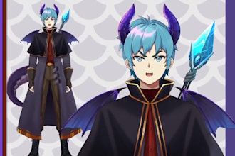 create live2d vtuber model, 2d vtuber model, 2d vtuber rigging, anime style,