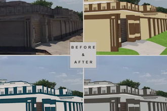 change color of home wall, brick, roof and remodel exterior