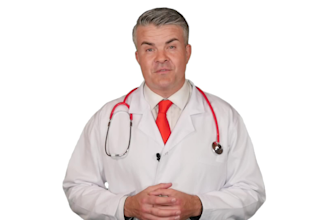 create a british medical spokesperson video in a lab coat