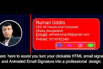 make a clickable HTML email signature for gmail, outlook,